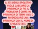 Sondaggio: il 53% degli spoletini vole lascià la Provincia de Perugia. Divisi sul come.