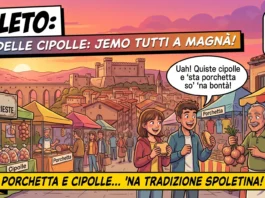 Fiera Madonna Loreto Spoleto: date, orari e viabilità 2026 Fiera Madonna Loreto Spoleto, bancarelle di cipolle e porchetta in viale Trento e Trieste