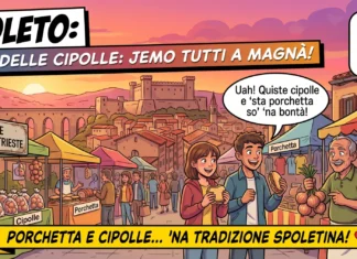 Fiera Madonna Loreto Spoleto: date, orari e viabilità 2026 Fiera Madonna Loreto Spoleto, bancarelle di cipolle e porchetta in viale Trento e Trieste