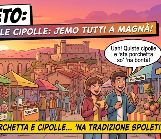 Fiera Madonna Loreto Spoleto: date, orari e viabilità 2026 Fiera Madonna Loreto Spoleto, bancarelle di cipolle e porchetta in viale Trento e Trieste